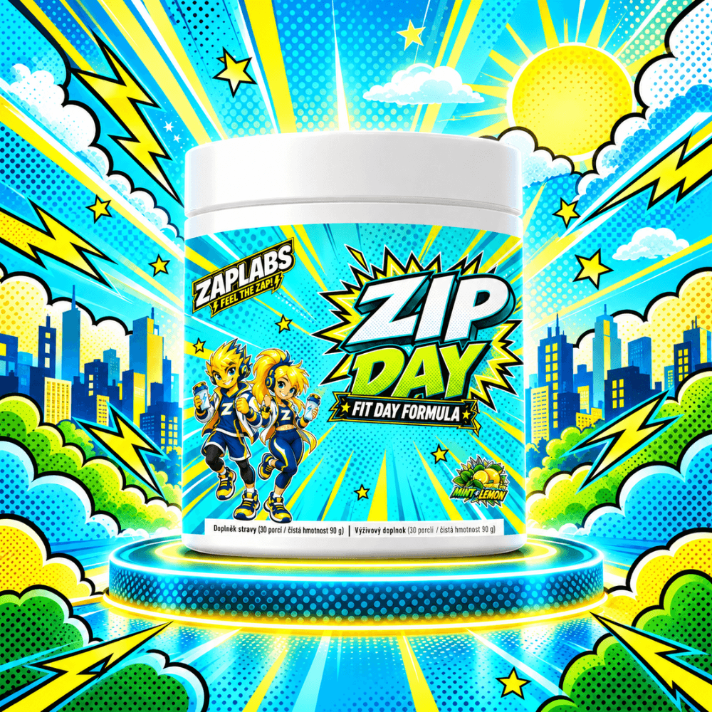ZIP DAY ZAPLABS – denní formule s L-karnitinem v komiksovém designu